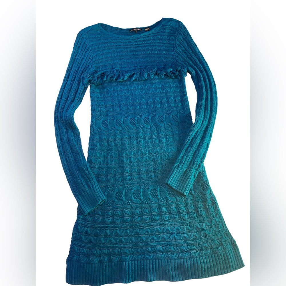 Jean Pierre Sweater Dress Turquoise size small adorable accents!